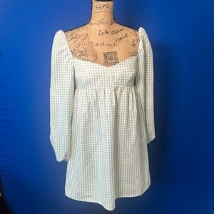 NWT Gianni Bini Plaid Gingham Print Dress light forest green